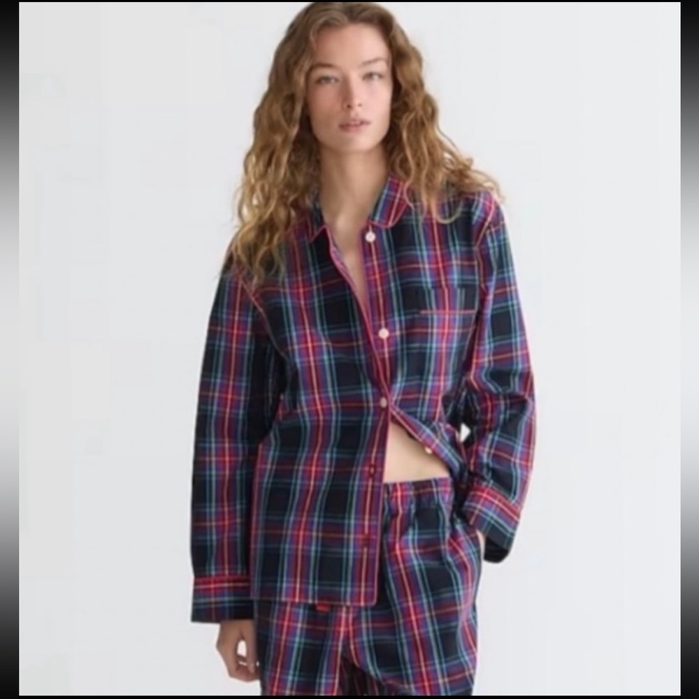 J.Crew Long Sleeve Cotton Poplin Pajama Top NWT Size XS